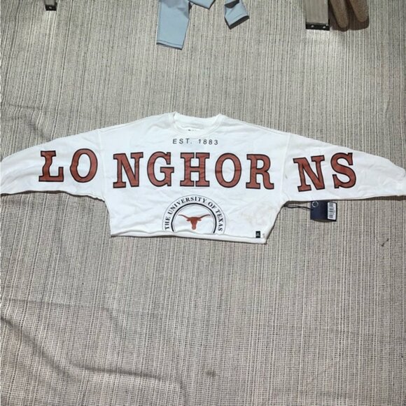 GAMEDAY SOCIAL Women's Texas Phipps Split Cropped Longsleeve Size S In White - Picture 3 of 8